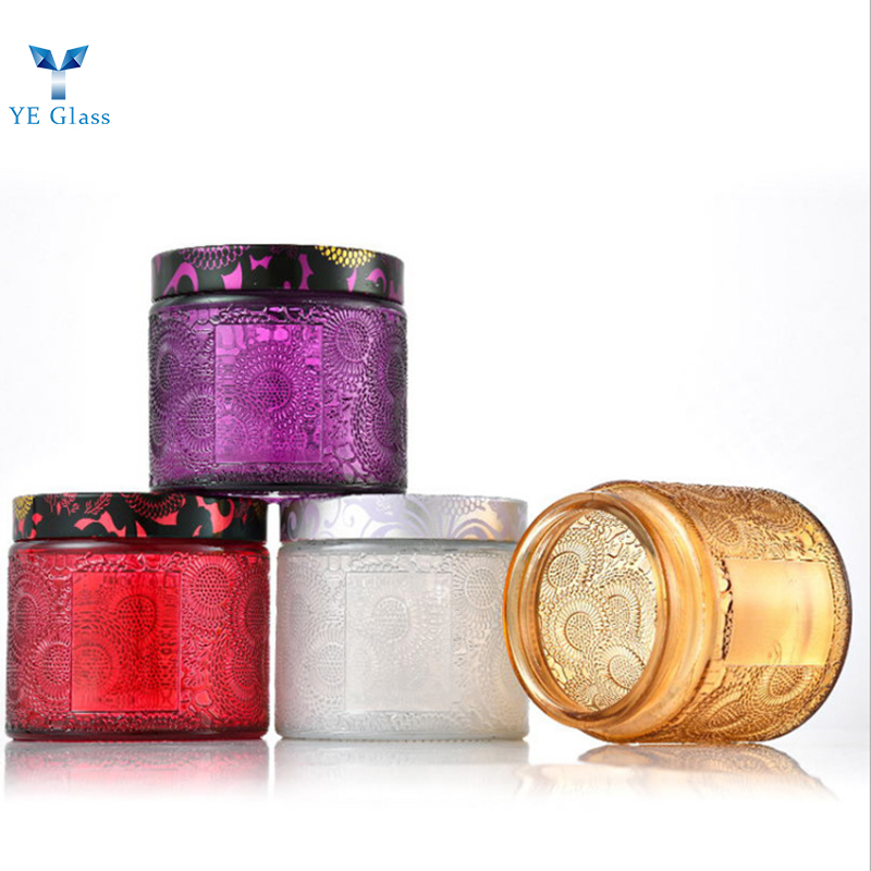 Empty Bottle Container Glass Candle holder Gold Candle Jar With Metal ...